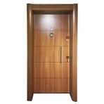 Tezwood Çelik Kapı, Ahşap Desenli Çelik Kapı, Eskitme Kasa Çelik Kapı Sol Açılım Kahverengi