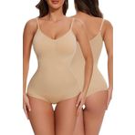 Tezzgelsin (763) Kadın Dikişsiz Toparlayıcı ve İnceltici Çıtçıtlı İp Askılı Slip Body Korse Ten Rengi L/XL