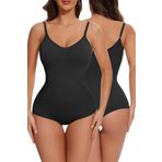 Tezzgelsin (764) Kadın Dikişsiz Toparlayıcı ve İnceltici Çıtçıtlı İp Askılı Slip Body Korse Siyah L/XL