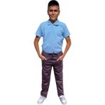 Tezzgelsin Erkek Çocuk Likralı Beli Lastikli Diz Yapmaz Kanvas Okul Pantolonu - Füme - 14 - 15 Yaş