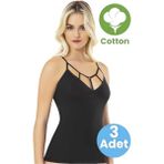 Tezzgelsin Kadın 3'lü Ip Askılı Modelli Atlet - Siyah