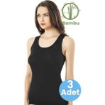 Tezzgelsin Kadın 3'lü Kalın Askılı Bambu Atlet - Siyah - XL