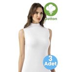 Tezzgelsin Kadın 3'lü Raporlu Ribana Kolsuz Boğazlı Body