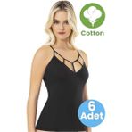 Tezzgelsin Kadın 6'lı Ip Askılı Modelli Atlet - Siyah - XL