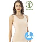 Tezzgelsin Kadın 6'lı Kalın Askılı Bambu Atlet - Ten Rengi - XL