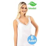 Tezzgelsin Kadın 6'lı Modal Kaşkorse Kalın Dantel Askı Detaylı Pedli Atlet