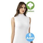 Tezzgelsin Kadın 6'lı Raporlu Ribana Kolsuz Boğazlı Body