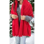 Tezzgelsin Kadın Kışlık Püsküllü Polar Şal - Kırmızı