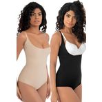 Tezzgelsin Kadın Lazer Kesim İz Yapmaz Göğüs Destekli Askılı Toparlayıcı Body Slip Korse 2'Li Set