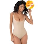 Tezzgelsin Kadın Lazer Kesim İz Yapmaz Göğüs Destekli Askılı Toparlayıcı Body Slip Korse