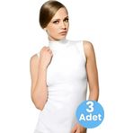 Tezzgelsin Kadın Sıfır Kollu Boğazlı Pamuklu Atlet 3'Lü Set