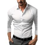 Tezzgelsin Slim Fit Uzun Kol Nefes Alan Kolay Ütülenen Kravatlık Dört Mevsim Erkek Gömlek - 2XL - Beyaz