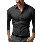 Tezzgelsin Slim Fit Uzun Kol Nefes Alan Kolay Ütülenen Kravatlık Dört Mevsim Erkek Gömlek - Siyah