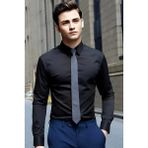 Tezzgelsin Slim Fit Uzun Kol Nefes Alan Kolay Ütülenen Kravatlık Dört Mevsim Erkek Gömlek - XL - Siyah