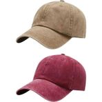Tezzgelsin Unisex %100 Pamuklu Eskitme 2'li Kep Şapka - Standart - Camel - Kırmızı