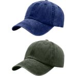 Tezzgelsin Unisex %100 Pamuklu Eskitme 2'li Kep Şapka - Standart - Lacivert - Haki