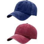 Tezzgelsin Unisex %100 Pamuklu Eskitme 2'li Kep Şapka - Standart - Lacivert - Kırmızı