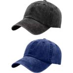 Tezzgelsin Unisex %100 Pamuklu Eskitme 2'li Kep Şapka - Standart - Siyah - Lacivert