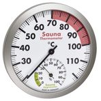TFA Dostmann Analog sauna termometresi, higrometre, ısıya dayanıklı malzemeler, sıcaklık, nem oranı, U 120 x G 37 x Y 120 mm