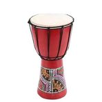 TFixol 4 inç Kompakt Boyut Ahşap Afrika Davul Djembe Bongo El Davul Renkli Desenli Vurmalı Müzik Aleti (Desen Rastgele çok) Kırmızı