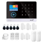 TFixol 433MHz Kablolu WIFI + Otomatik Arama Alarm Güvenlik Sistemi Ekran Kapı Sensörü P Hareket Sensörü fon APP Uzaktan Kumanda Ev Ses Kontrolü Ev Hırsızı ile Uyumlu SiyahBeyaz