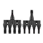 TFixol Güneş Panelleri Arası Paralel Bağlantı için Şube Güneş Konektörü T Konnektörleri 4 Yollu IP67 Güneş Paneli Kablosu Erkek Dişi Konnektör 14AWG-10AWG Siyah 4 yol