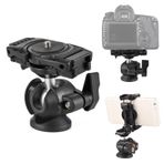TFixol Kamera Tripod Montajı 360° Dönebilen Bilyalı Başlık 1/4 İnç Vida Entegre fon Tutucu Vlog Fotoğrafçılığı Video Kaydı için Soğuk Ayakkabılı fon Tripod Montaj Adaptörü Siyah