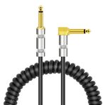 TFixol Kıvırcık Müzik Aleti o Gitar Kablosu Kordonu 1/4 İnç Düz Dik Açı Altın Kaplama TS Fişleri Elektrik Gitar Bas M er Amplifikatör Ekolayzer için PU Ceket Maks. 3 Kullanım Uzunluğu