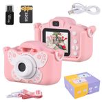 TFixol X7 Çocuk Kamerası Dijital Kamera 20MP Çift Lens için 1080P Video Kamera 2,0 İnç IPS Ekran Dahili Pil Sevimli Fotoğraf Çerçeveleri 32GB Hafıza Kartı ile İlginç Oyunlar USB Kart Okuyucu Pembe