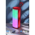 Tg Bluetooth Hoparlör Kablosuz Hoparlör Ses Bombası Extre Bass Yüksek Ses Ritim LED Işık Aux USB - Kırmızı