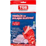 TGB Mutfak Bulaşık Temizlik Ev İş Eldiveni - Kırmızı - No: 8 / Medium - 1 Çift Paket