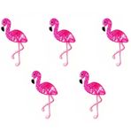 TH88 5'li Set Minik Mini Pembe Flamingo Sevimli Kuş Sevimli Karikatür Yama Dikmek Demir on İşlemeli Aplike Rozet Burcu Yamalar Giyim Kostüm