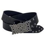 Thajaling Ortaçağ Deri Kelt Düğüm Kemeri, Viking Kabartmalı Şövalye Kemeri, Cosplay Kostüm Aksesuarı için Vintage LARP Kemer, Black, 5*5*1cm