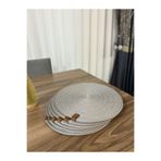 Thalia Home 6'lı Gri Renk Supla Takımı American Servis 32 Cm çap Hasır Örgü Tabak Altı