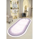 Thalia Home Ince Çerçeveli Kaymaz Tabanlı Yıkanabilir Baskılı Halı Yolluk - 80 x 150 cm - Pembe - Mor