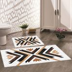 Thalia Home Kaymaz Taban Yıkanabilir 2'li Set Banyo Halısı Banyo Paspası Klozet Takımı - Kahve - Bej