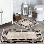 Thalia Home Talia Home Kaymaz Taban Yıkanabilir 2 Li 60X100 - 50X60 Banyo Halısı Paspas Klozet Takımı - Bej - 60 x 100 cm