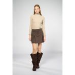 Thalure Kadın Açık Kahve Kargo Cepli Pileli Mini Etek - S