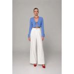 Thalure Kadın Mavi Bağcıklı Crop Ceket - Regular Fit - 01.Mavi