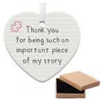 Thank You for Being Such an Important Piece of My Story yazılı akrilik teşekkür hediyesi, asılan akrilik takı, en iyi kız arkadaş için teşekkür hediyesi, erkek arkadaş, öğretmen için hediye kutusu ile