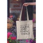 That What I Do Tyrion Lannister Baskılı %100 Pamuklu Ham Bez Bej Çanta