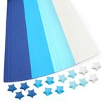 Thatyro 540 Yaprak Yıldız Origami Kağıdı, 4 Renkli Şanslı Yıldız Kağıt Şerit, Çift Taraflı Origami Yıldız Kağıt Şeritleri, Sanat, El Sanatı, Kendin Yap için Şanslı Yıldız Dekorasyon Katlanır Kağıdı (Mavi)