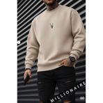 The Arid Mountain Erkek Taş Kum Bej Geyik Soft 3 İplik içi Şardonlu 0 Sıfır Yaka Oversize Salaş Sweatshirt