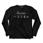 The Barista Coffee Kahve Espresso Maker Syphon Uzun Kollu Tişört Baskılı Çocuk T-Shirt Siyah