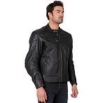 The Biker Jeans Hawk Black Korumalı Motosiklet Deri Montu Erkek - 4XL