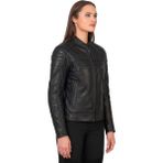 The Biker Jeans Retro Black Korumalı Motosiklet Deri Montu Kadın - XS