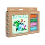 The Brushies Bebek ve küçük çocuklar için silikon kukla diş fırçası ve hikaye kitabı, tüm karakterlere sahip