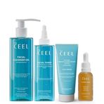 The Ceel 4'lü Leke Karşıtı ve Bariyer Onarıcı Cilt Bakım Seti, Seramidli Yüz Yıkama Jeli 200ml, AHA BHA Tonik 200ml, C Vitamini Serumu 30ml ve Cica Krem 50ml Komple Rutin