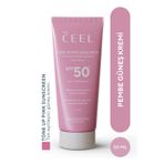 The Ceel Leke Karşıtı Ton Eşitleyen SPF 50+ 50 ml Glutatyon, Hyaluronik Asit Etkili Pembe Renkli Güneş Kremi