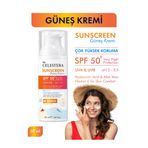 The Celestera SPF 50+ Çok Yüksek Koruma Güneş Kremi UVA & UVB Aloe Vera, Hyaluronik Asit ve E Vitamini 50 ml